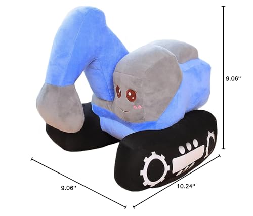 Image of ELAINREN Simulation Blue Excavator Plush Toy Cool Digger Stuffed Gifts for Boys Cartoon Construction Truck Plushie Car Gifts /26x23cm