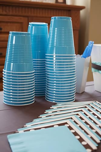 Image of Tickles Pack of 50, Beer Pong Glasses with Free Ping Pong Balls Set, Easy Grip Reusable Drinking Party Cups for Iced Tea, Punch, Cocktail, Couple, Ladies Games (Color: Light Blue Size: 475 ml)