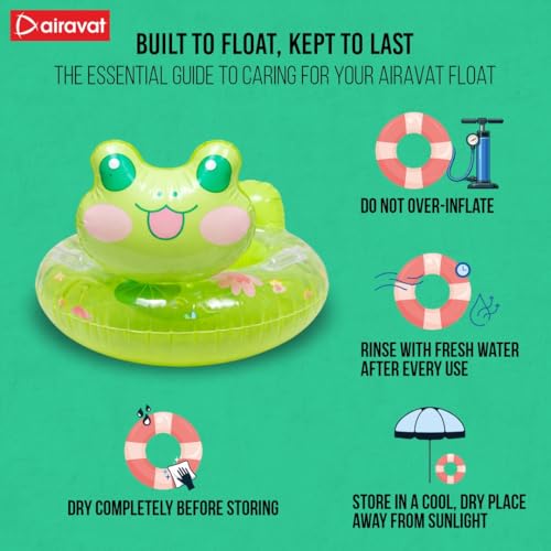 Image of Airavat Floats for Pool, Inflatable Pool Floats Swimming Ring, Swimming Float for Junior, Inflatable Floater, Water Float for Kids Swimming Pool Beach Summer Water Float Party Outdoor (Green Frog)