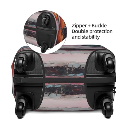 Cute White Ghost Pink Bow Porch Elastic Travel Luggage Covers Dustproof Scratch-Resistant Suitcase Protector Fit 22-24 Inch2