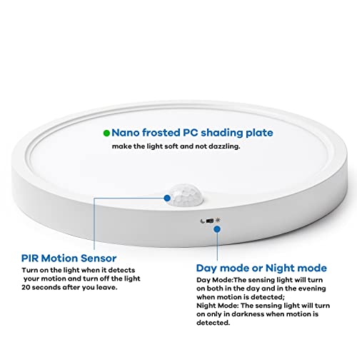 Ocioc 8.9 Inch Motion Sensor Ceiling Light 18W Hardwired Ultra Thin Flush Mount Lights Fixture High Brightness 6500K Cool White 2 Pack thumb #2