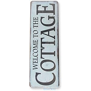Tin Sign Welcome to The Cottage Metal Decor Art Farm Shop Beach Kitchen 16×4
