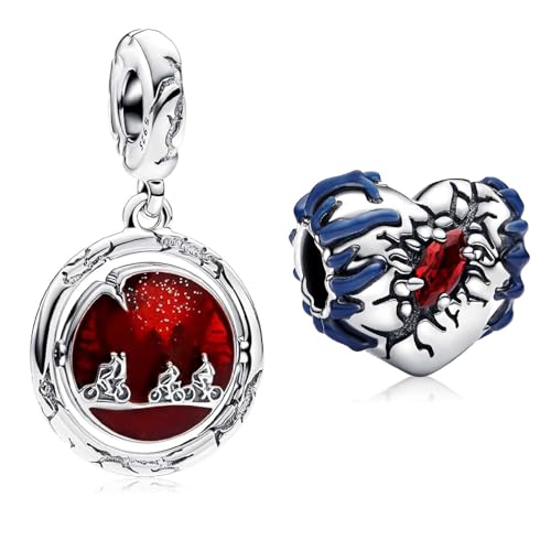 MSPOVOF Monde des ombres lumineux & Cœur lumineux Charm, S925 perle en argent sterling, pour bracelets et colliers, pour les femmes cadeau de bijoux