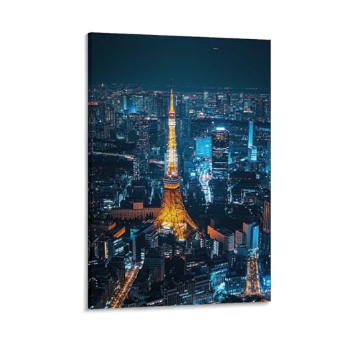 絵画 夜に光る東京タワー アートパネル ポスター 魅力的な都市景観 美しい日本の風景写真 インテリア 絵画 モダン 風景画 装飾画 玄関 壁掛け キャンバス 飾り絵 シリーズ アートボード 部屋飾り 壁飾り 壁の絵 ソファの背景絵画 木枠付きの完成品 60