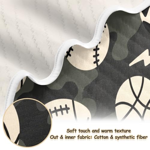 Custom Cartoon Baseball Balls Camouflage Muslin Swaddle Blanket Cozy Customise pet Baby Blanket with Name for Nursery Stroller Crib 30x40in cobijas para personalizadas2