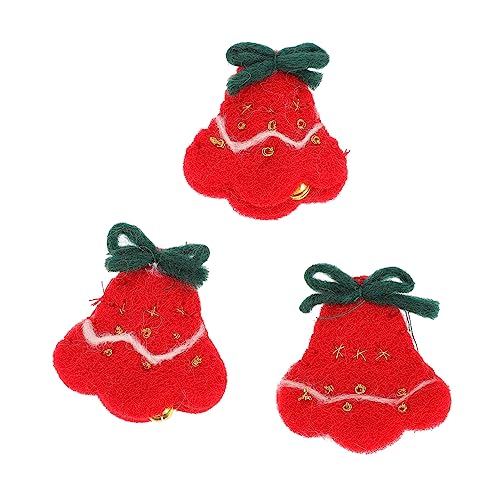 VILLCASE 3pcs Bell Shape Patches Wool Felt Applique Xmas Tree Decor for Christmas Crafts