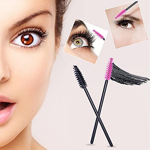 Foto von TAKUZA 100 Stück Wimpernbürste, Einweg Wimpernbürstchen Augenbrauen Bürste, Beauty-Salon und Hausgebrauch für Mascara Zauberstäbe, Wimpernverlängerung, Augen Make Up Tools (Schwarz+Rot)