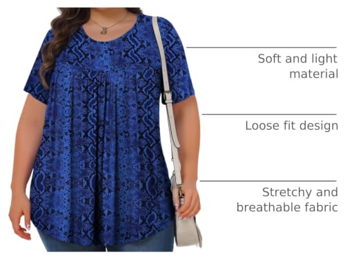 Image of Tencede Womens Plus Size Tops Tunic Short Sleeve Crew Neck Shirts Casual Soft Blouse 1X-5X