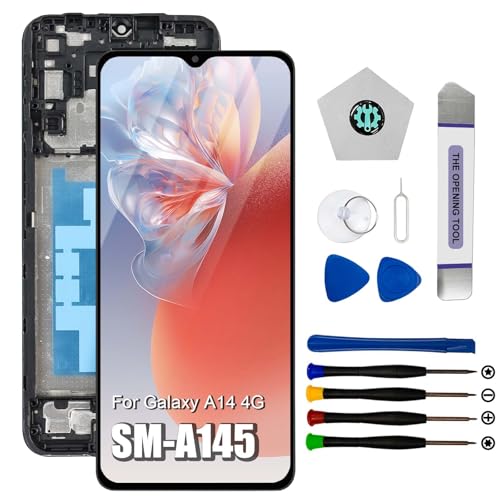 Dinow Écran pour Samsung Galaxy A14 4G, Écran de Remplacement pour Samsung A14 LCD Tactile SM-A145F SM-A145F/DSN SM-A145M SM-A145M/DS SM-A145P SM-A145R Digitizer avec...