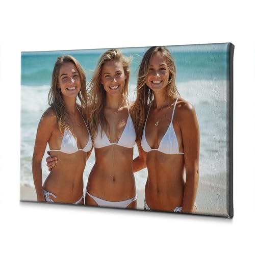 Toile 3 femmes en bikini blanc, souvenir d'été et complicité au soleil