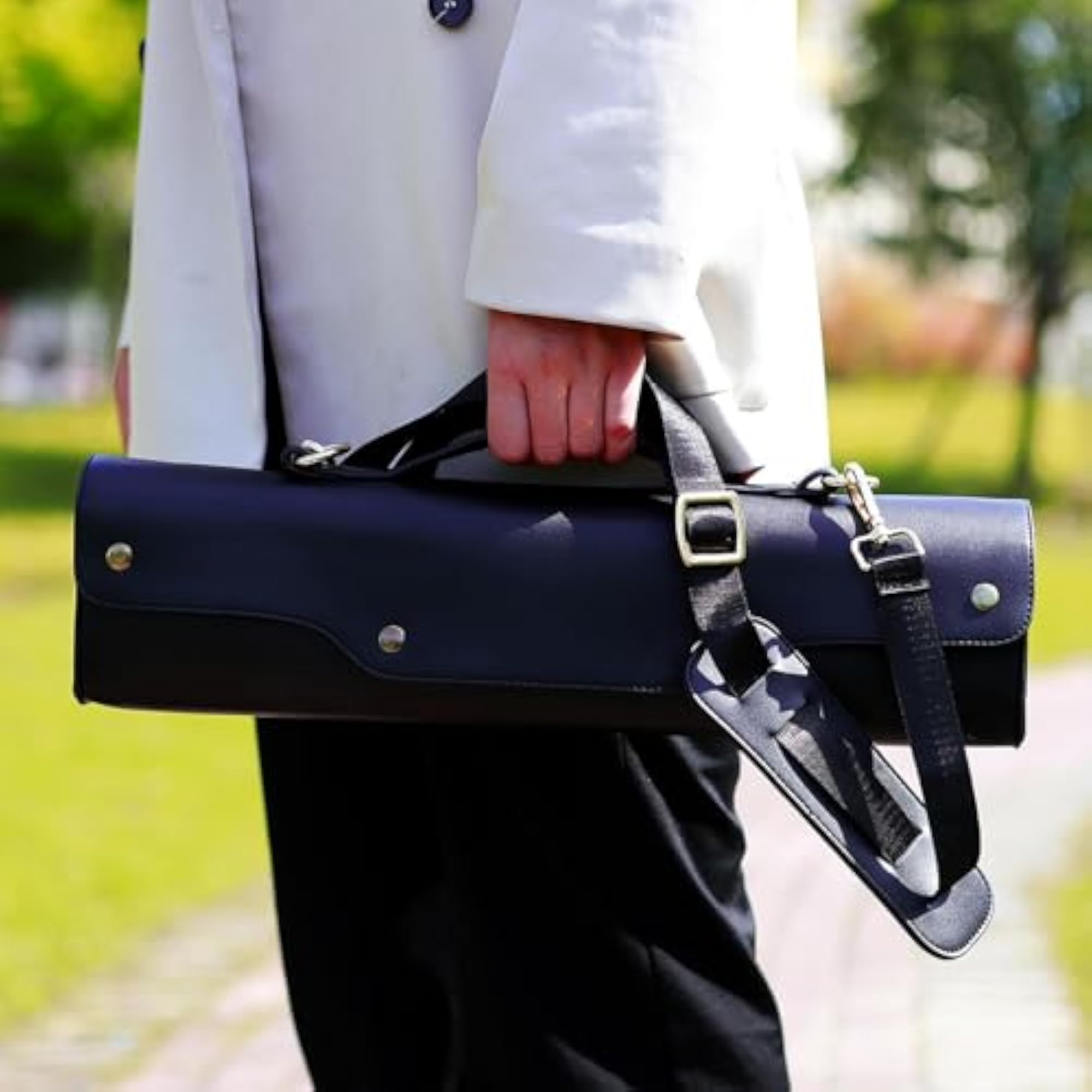 Synthetic Leather Flute Bag with Shoulder Strap