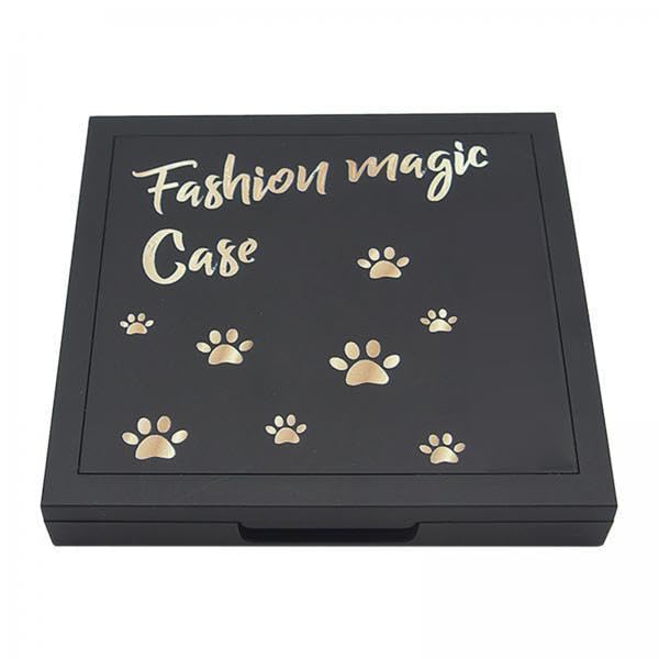 UJEAVETTE® 4xEmpty Magnetic Eyeshadow Palette Large with Mirror for Lipstick Eyeshadow Matte black-image-1