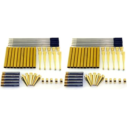 Generchin Juego de 10 Bolígrafos Finos de Lujo para Torneado de Madera, Acabado Dorado, Mecanismo Giratorio.