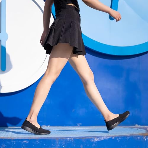 Puxowe Women's Casual Slip on Walking Flat Shoes-Lightweight Low-Top Knit Loafer Sneaker3