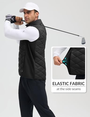 baleaf Herren Wanderweste Gefütterte Golfwesten Steppweste Outdoor Sportwesten Outdoorwesten für Laufen Golf Wandern Schwarz L