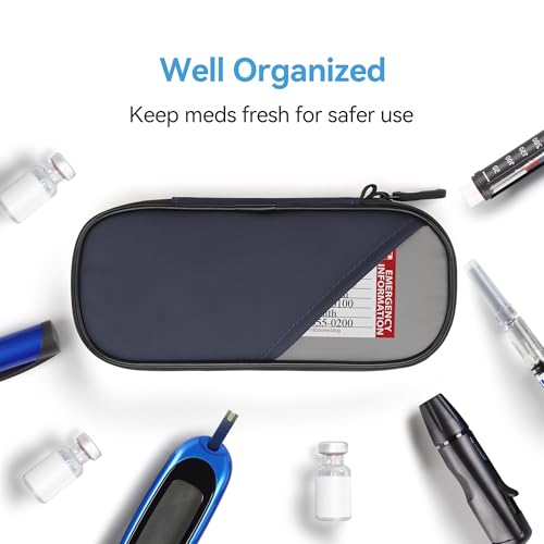 Image of Gelozid Insulin Cooler Travel Case with 2 Reusable Ice Packs, Navy & Gray | Diabetic Insulated Organizer, Insulin Travel Case For Insulin Pen &Diabetic Supplies, for The Daily Life & Trip, TSA Approved