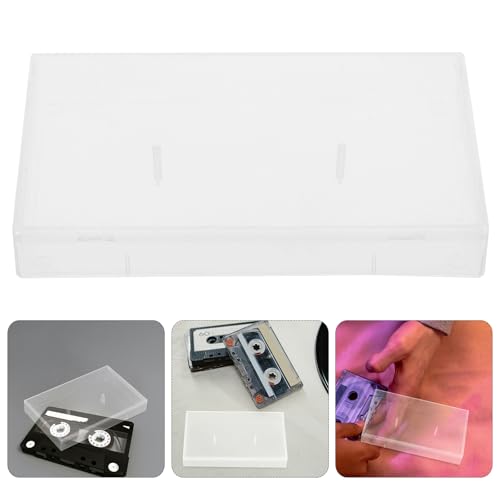 LOGOFUN 6PCS Clear Cassette Tape Storage Box Transparent PP Plastic Case Audio Protection Accessoires for Birthday Celebration Party Fvaor