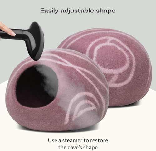 Image of MEOWFIA Cat Cave - Premium Felt Cat Bed Enclosure for Indoor Cats, Handmade Merino Wool (Rose Gold, Large)