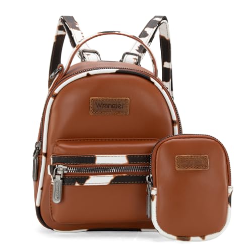 Image of Montana West Wrangler Mini Backpack Cute Cow Print Backpack Purse for Girls and Women, Brown WG102-8600BR