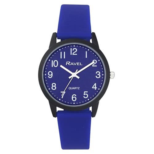 Ravel - Silikon-Damen-Armbanduhr Sommer in Schwarz (30mm Uhrengehäuse) - Analog Quarz - R1813.66 - Oxford Blau