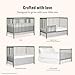 Dream On Me Synergy 5-in-1 Convertible Full-Size Baby Crib with Toddler, Day & Full Bed Conversion in Cool Grey, GreenGuard Gold & JPMA, 3 Mattress Heights, Sustainable Pinewood