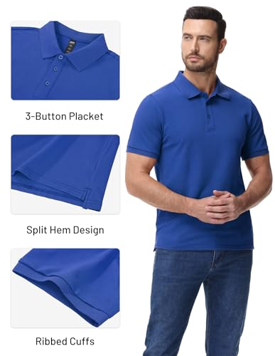 Image of MIER Men's Cotton Pique Polo Shirts, Short Sleeve Golf Work Casual Tops