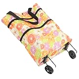 Healvian Bolsa de Compras Reutilizable Grande con Ruedas, Plegable, de Tela Resistente Color Naranja, para Supermercado, Carrito de Compras y Almacenamiento Fácil en Viajes