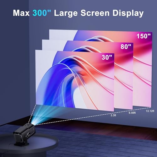 Image of BIGASUO Hy320 Mini Portable Projector-5G WiFi 6,Bluetooth 5.0 and Android 11,Support 4K and 1080P Full Hd,12,000 Lumens,Led Projector with 4D /4P Auto Correction,180 Rotation,Electronic Zoom (BGP27)
