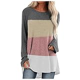 HHOP lila Shirt Bluse Hochzeitsgast Nachthemd Knopfleiste durchgehend Elegantes Oberteil Damen Rollkragen Pullover Kaschmir Blazer Rose Herbst, A32 Tunika Langarmshirt Grau, L