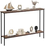 Giantex 2-Tier Table Console avec plateau, 44" Table d'entrée étroite avec kits antidérapants double & Cadre en métal, Table de canapé longue, Table Slim Hallway pour le salon, Entrée, Corridor, Foyer