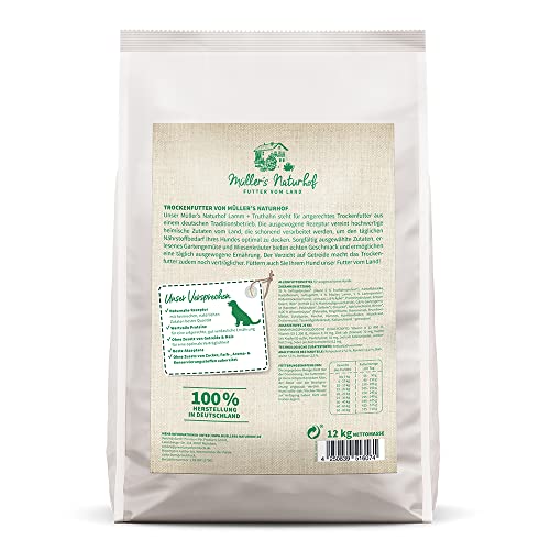 Müllers Naturhof - Lamm und Truthahn - 12 kg - Trockenfutter für alle Hunderassen - Hundefutter
