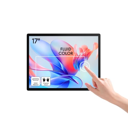 Image of 17 Inch Capacitive Touchscreen Industrial Monitor, HDMI /VGA /USB Ports, VESA Mount, Embedded Design for Industrial Control, Advertising, POS, Kiosk & Mirroring