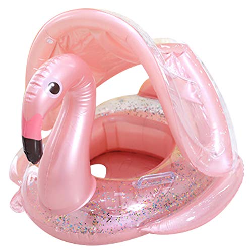 Soyoekbt Baby Pool Float Flamingo Swimming Ring With Canopy,Safety Seat For Kids 8-48 Months (Rose Gold) #TOP11