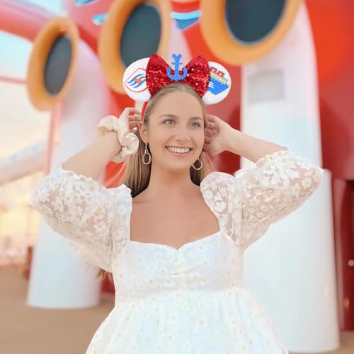 CANMIL Mouse Ears Headband, Sparkle Bow Headband for Women Girls Boys, Sequin Party Hair Accessories (Crusie) - Image 6