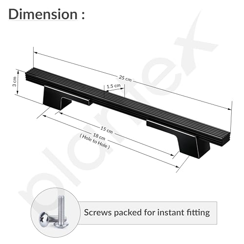 Image of Plantex Cabinet Handle /Kitchen Cabinet Door Handle /Wardrobe /160 mm Cupboard Handle /Door Pull-Push Handle for Home /Office - Pack of 2 (Black)