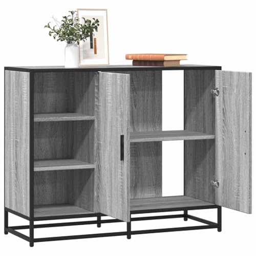 Toshilian Aparador, mueble de almacenamiento aparador armario de cocina buffet Sonoma gris 92x35x76 cm Madera de ingeniería