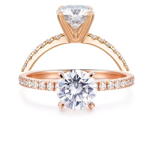 14K Gold Moissanite Engagement Ring 1ct Solitaire Moissanite Rings for Women 14K Gold Engagement Rings for Women