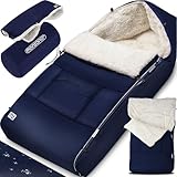 UTILISATION POLYVALENTE : La chancelière d'hiver convient à toutes les poussettes, sièges auto et coques pour bébés courants. Grâce aux fentes de fixation, le sac se fixe facilement avec des ceintures de sécurité à 3 et 5 points. Le dessous caoutchouté favorise en outre une bonne tenue.