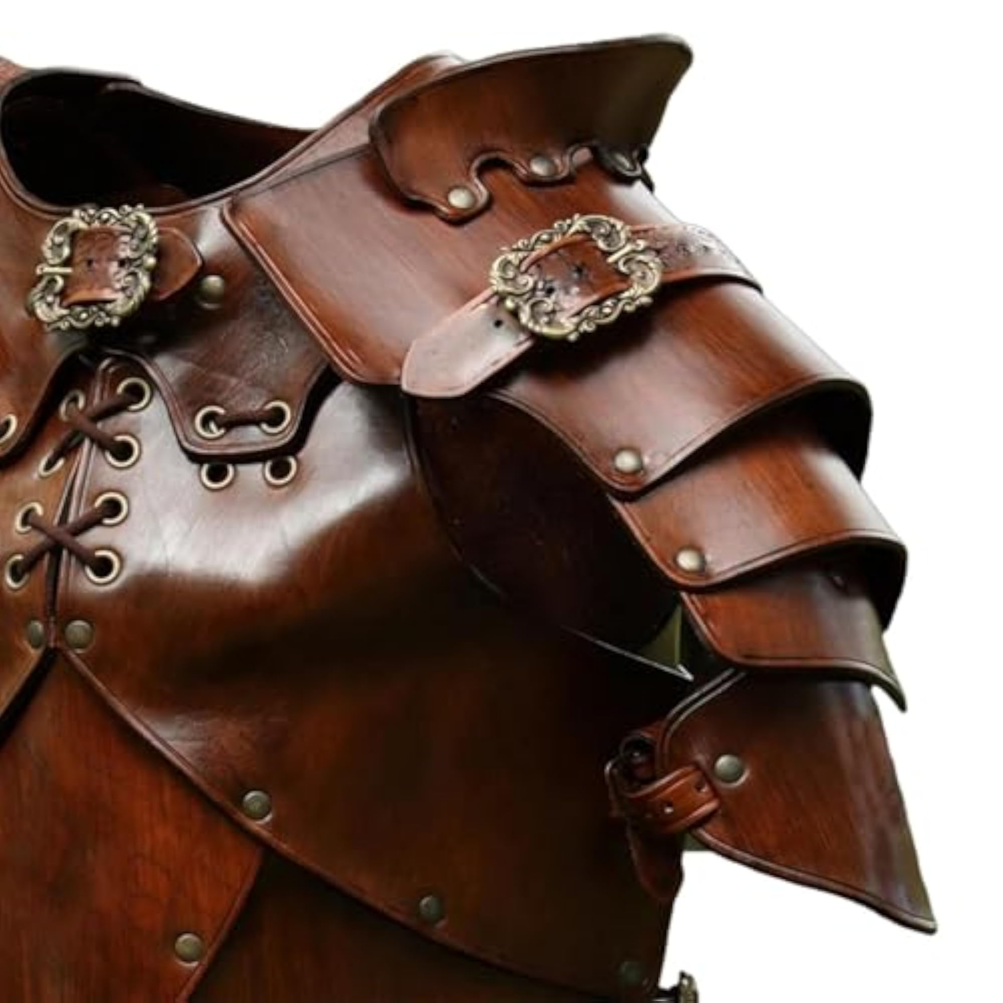 Men's Medieval Chest Armor Adjustable Strap Chest Guard, Brown
