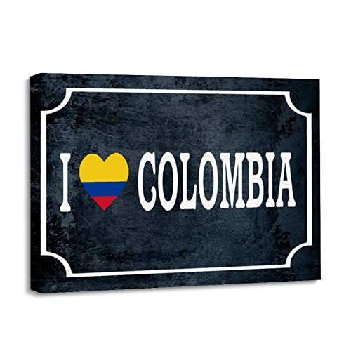 Drapeau Colombie en toile Yelolyio décoration murale intérieur salon et bureau style rustique