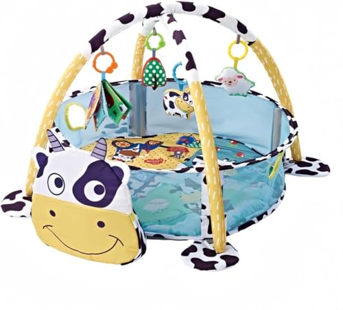 Jifoceltベビージム ベビープレイマット ベビージムマット アクティビティプレイジム デラックスジム ベビー おもちゃ 感覚刺激 早期教育 室内遊具 知育玩具 新生児 出産祝いプレゼント 0〜36ヶ月 (E)