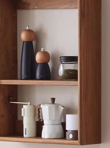 Image of Wooden Wall Mounted Tea Coffee Mug spice rack Shelf, Float Wooden Rack, Coffee Tea Cup Wine Glass Holder, Shelves Box,Cubby Kitchen Shelf,Coffee Bar (16x12)