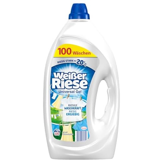 Weißer Riese Universal Gel (100 Waschladungen), riesig ergiebiges Vollwaschmittel mit riesiger Waschkraft ab 20 °C sorgt für strahlend saubere Wäsche, 100% recycelbar