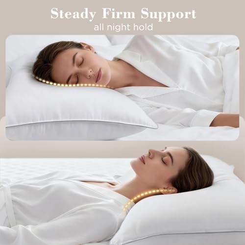 Image of viewstar Bed Pillows Queen /Standard Size Set of 2, Firm Down Alternative | Bedding, Hotel Quality, Fluffy, Oeko-Tex Certified, Plump Filling, Machine Washable, for Side Back Sleepers, White