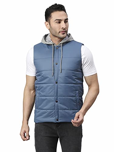Image of Dennis Lingo Color Block Polyester Regular Fit Full Sleeves Men's Hooded Puffer Jacket with 2 Pockets - Lightweight Casual Winterwear for Men