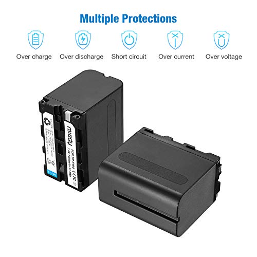 Miady 2 Stück NP-F970, NP-F960, NP-F950, NP-F930 Akku (7200mAh),Kompatibel mit Sony DCR-VX2100, DSR-PD150, DSR-PD170, FDR-AX1, HDR-FX1, HDR-FX7, HDR-AX2000 usw. - Image 6