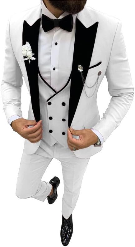 Prom Suits for Men 2026 Slim Fit Formal Suits for Men Velvet Lapel Wedding Dress Jacket Set STXZ004