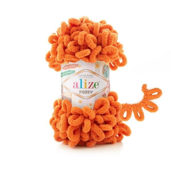 Alize Puffy Baby Big Loop Blanket Yarn 100% Micropolyester Soft Wool Each Ball 100g 9m - 6 Orange