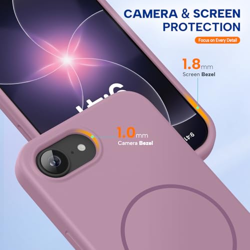 Image of Miracase Magnetic for iPhone 17e Case & iPhone 16e Case, [Soft Anti-Scratch Microfiber Lining], Compatible with MagSafe, Silicone Shockproof Protection Phone Case for iPhone 17e /16e, Blackcurrant
