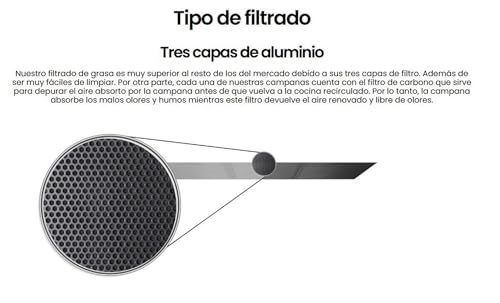 Campana extractora de acero inox Infiniton con panel de control tactil y reloj digital de diseño 7